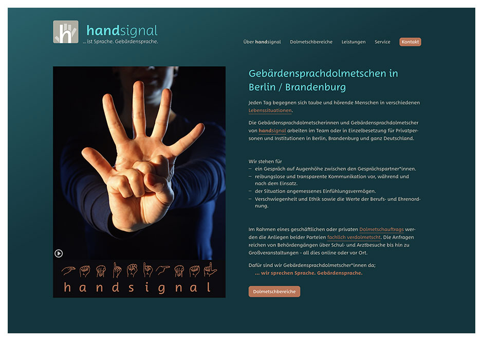 handsignal – Website einer Gebärdensprachdolmetscherin