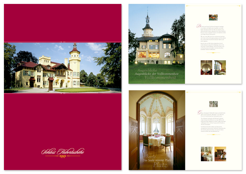 Hotel-Broschüre Schloss Hubertushöhe, Titel und Innenseiten